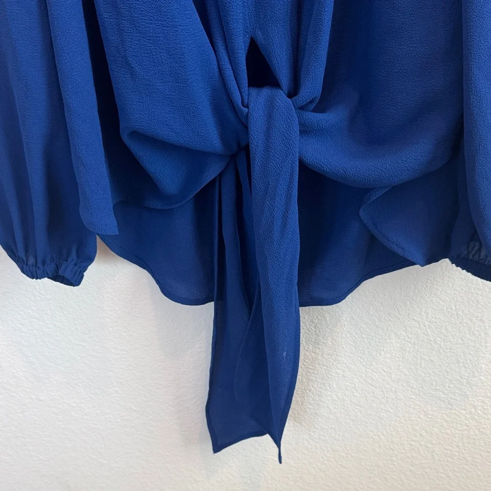 NWT MICHAEL Michael Kors Royal Blue Off-Shoulder Blouse - Picture 2 of 5